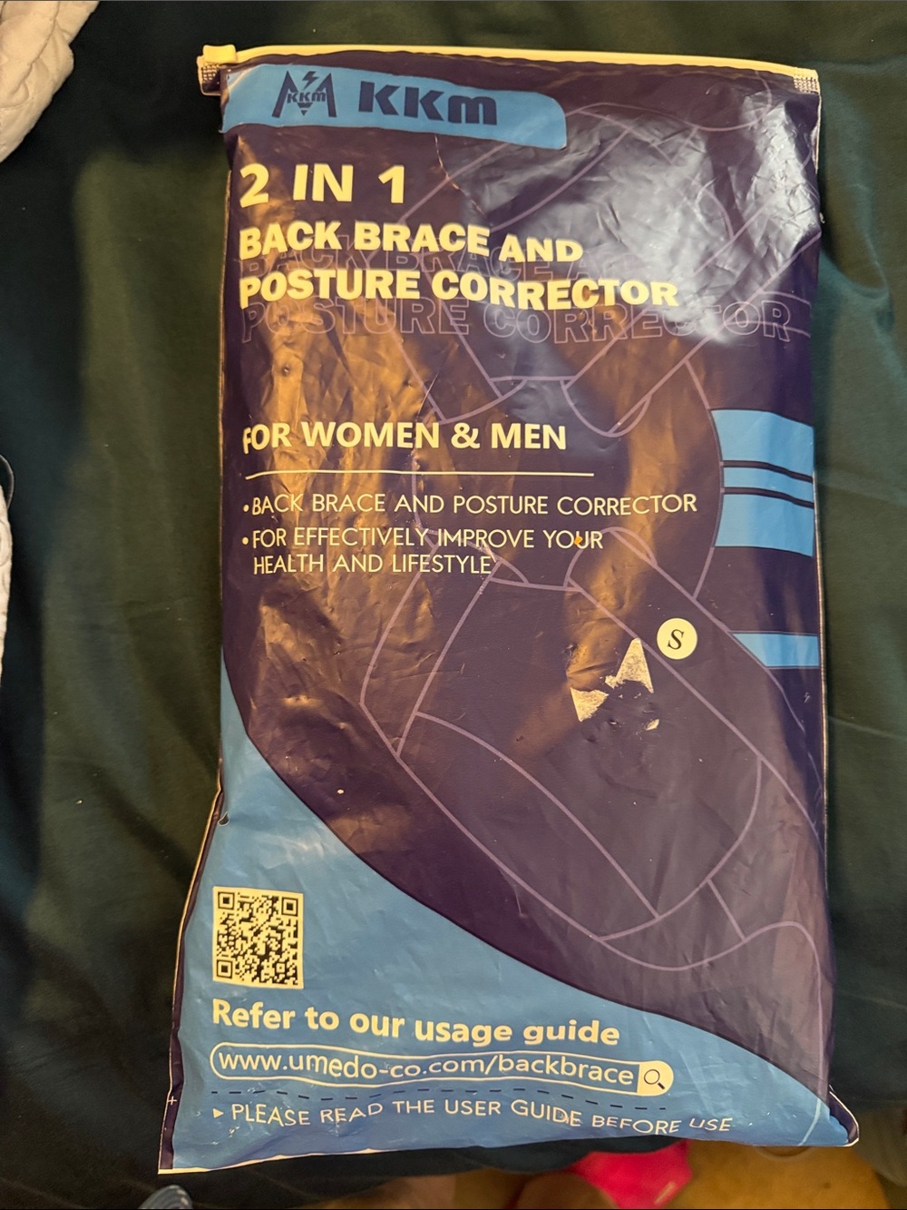 KKM 2-in-1 Back Brace and Posture Corrector - black size small
